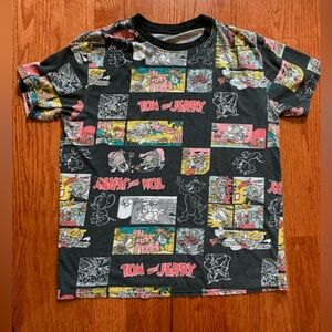 Tom & Jerry T Shirt Mens Large Short Sleeve Multicolor  All Over Print